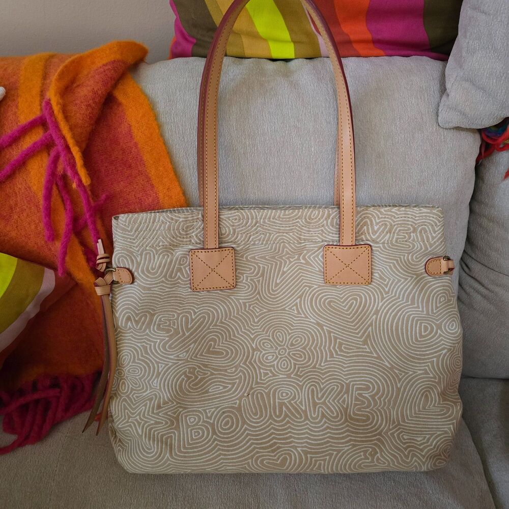 Dooney & Bourke Canvas Doodle Swirl Graffiti Tote Bag - Picture 2 of 6